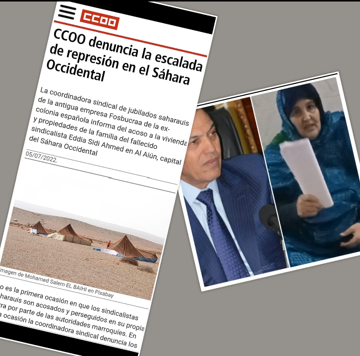 كبرى النقابات العمالية الاسبانية “CCOO ” تعرب عن شجبها الشديد للتحرشات المغربية بعائلة النقابي الصحراوي “سيدي أحمد الدية”.